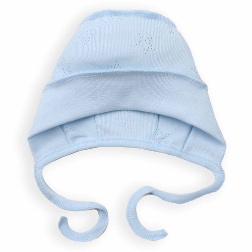 Чепчики, шапочки для новонародженних Шапочка для новонародженого хлопчика, блакитна, ТМ Фламінго
