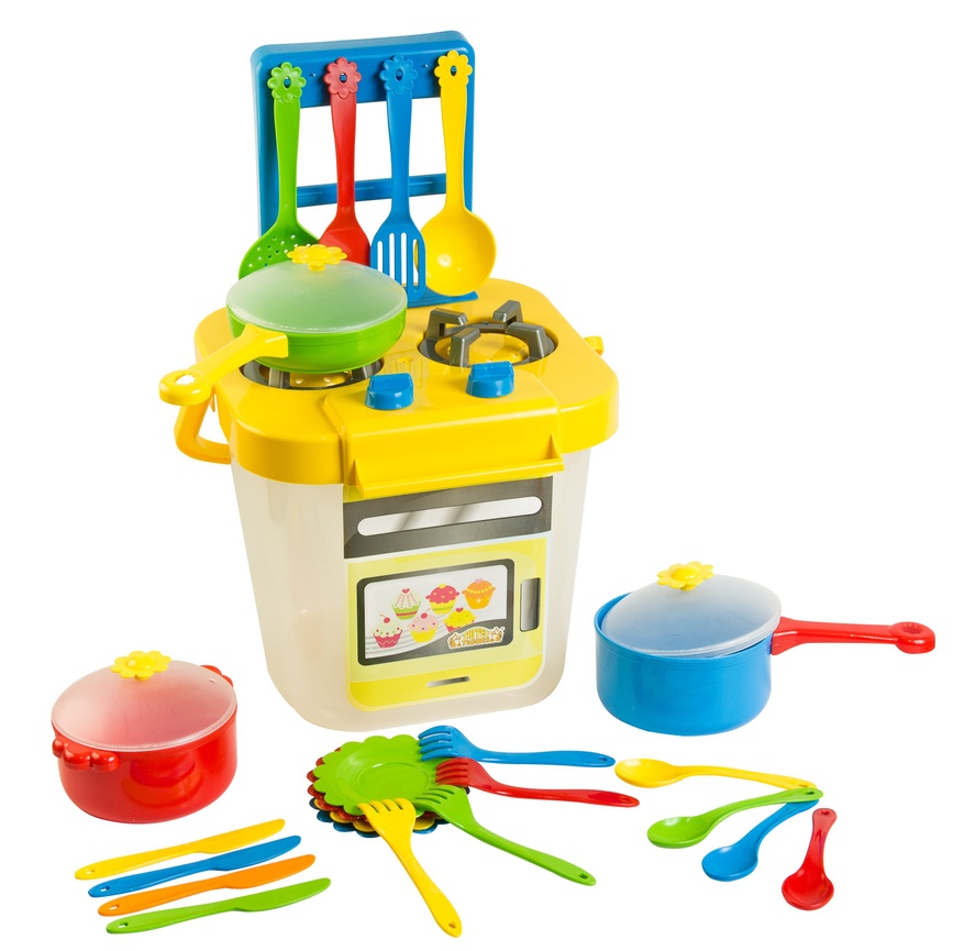 Ляльки, пупси, посудка Набір іграшкової посуду столовий Ромашка з плитою 25 елементів, Tigres