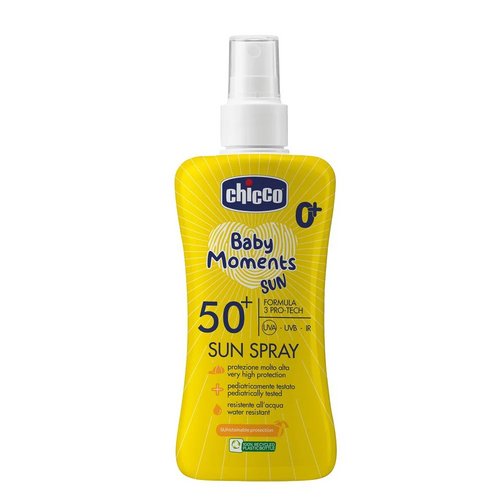 Солнцезащитная детская косметика Молочко-спрей солнцезащитное Chicco Baby Moments SUN, SPF 50+, 150 мл, Chicco