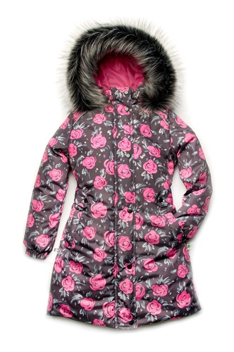 Куртки и пальто Пальто зимнее для девочки (принт розы), Модный карапуз