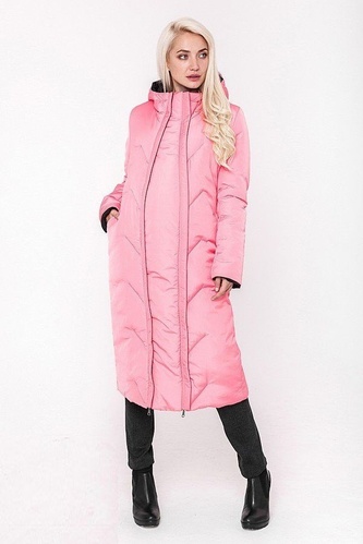 Зимнее двухстороннее пальто для беременных TOKYO, черный и теплый розовый., Юла мама