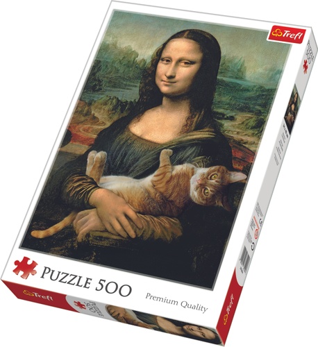 Пазлы, мозаика Пазлы - (500 элм.) - "Мона Лиза и дремлющий котенок", Бриджем, Trefl