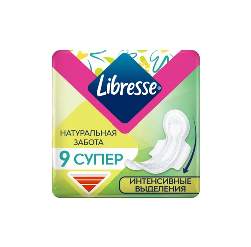 Гігієнічні прокладки Прокладки гігієнічні Libresse Natural Care Ultra Super 9шт, Libresse
