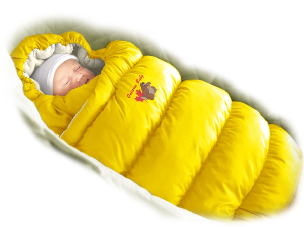 Конверт для новонароджених пуховий Inflated з підкладкою фліс, Зима + Демі, жовтий, ТМ Ontario Linen