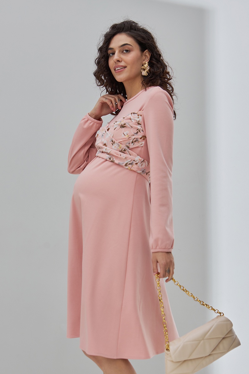 Сукня для вагітних і годуючих мам MAGNOLIA, пудра, Юла мама, Рожевий, S