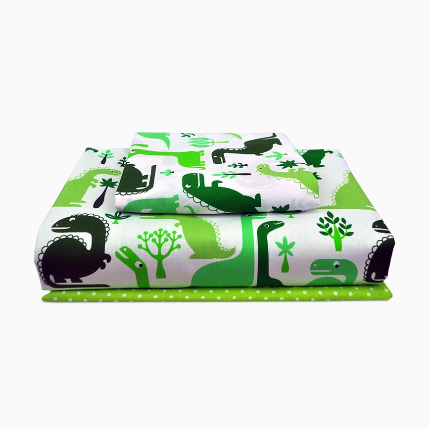 Постелька Комплект постельного белья Бязь Дино, зеленый, ТМ COSAS