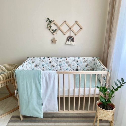 Постелька Комплект постельного белья Baby Dream Радуга, 6 элементов, Маленькая Соня