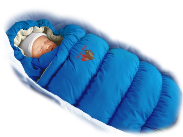 Конверт для новонароджених пуховий Inflated з підкладкою фліс, Зима + Демі, синій, ТМ Ontario Linen