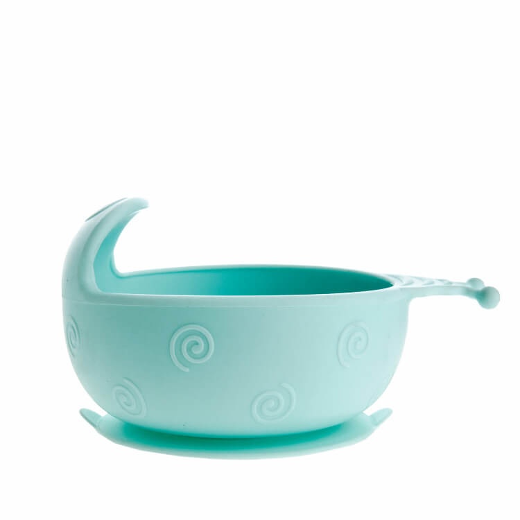 Посуд для дітей Силіконова тарілка на присосці HAPPY MEAL, блакитна, ТМ Kinderenok