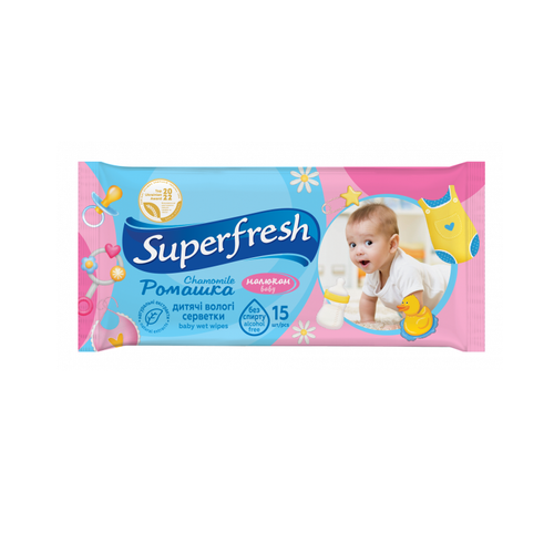Влажные салфетки Салфетки влажные детские, 15 шт, Super Fresh