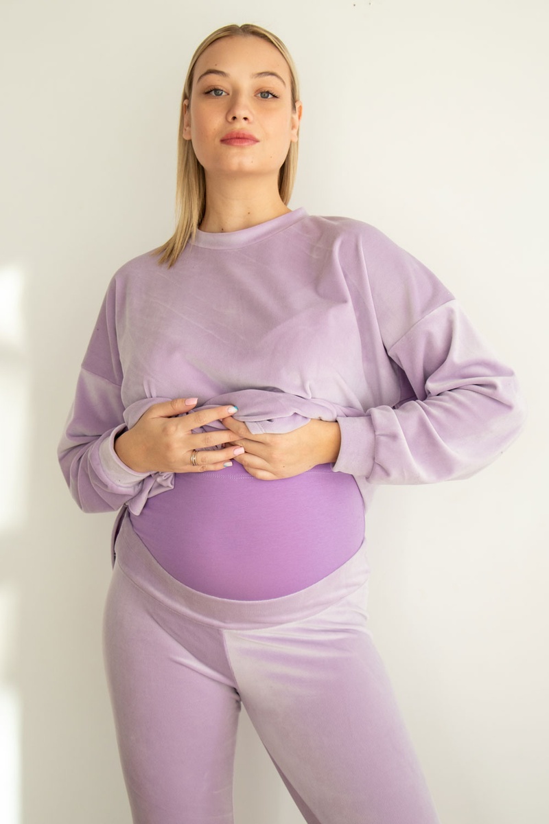 Лосіни, Легінси Плюшевий костюм для вагітних та годуючих мам 4473154-4, лаванда, To be