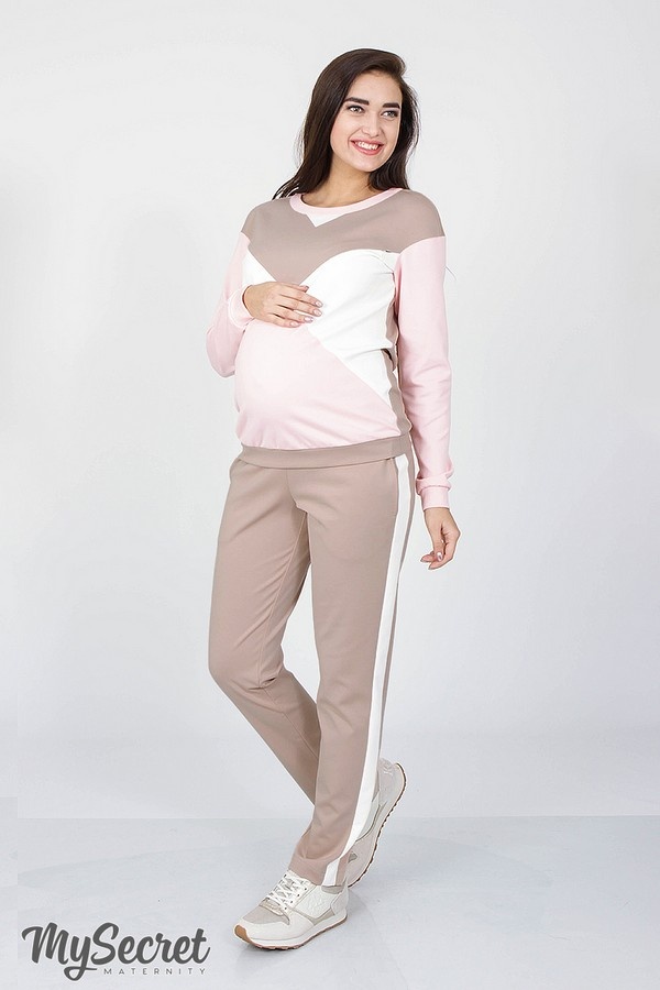 Спортивные костюмы Костюм для беременных и кормящих мам OLBENI, нюд-молоко-пудра, Юла мама