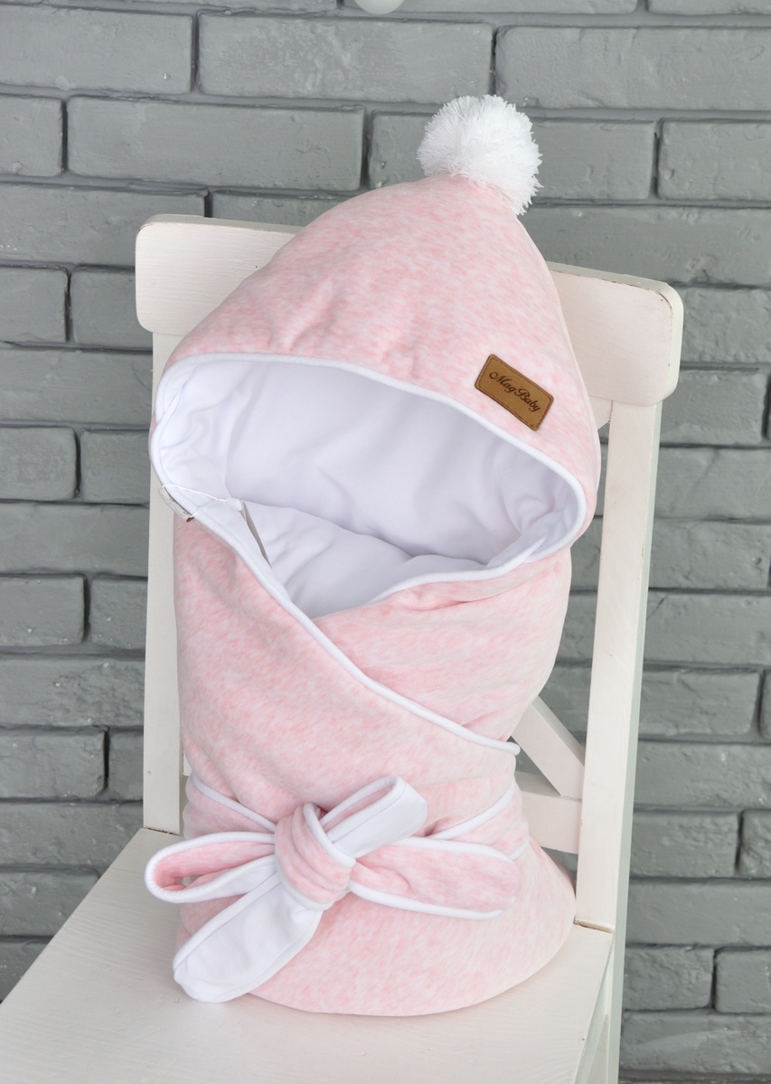 Конверт-одеяло для новорожденных велюровый демисезонный, на трикотаже, розовый меланж, MagBaby