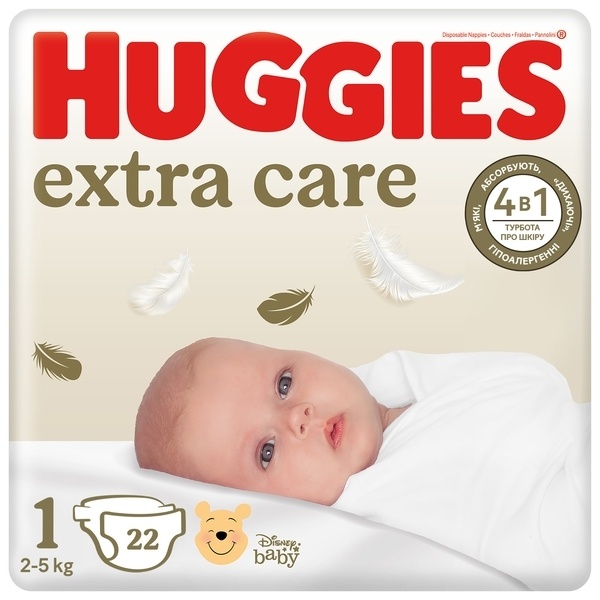 Підгузники Підгузники Huggies Extra care, 2-5 кг, 22 шт, Huggies