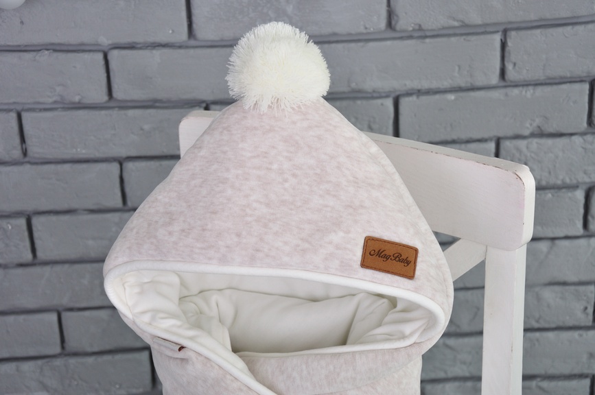 Конверт-одеяло для новорожденных велюровый демисезонный, на трикотаже, бежевый меланж, MagBaby