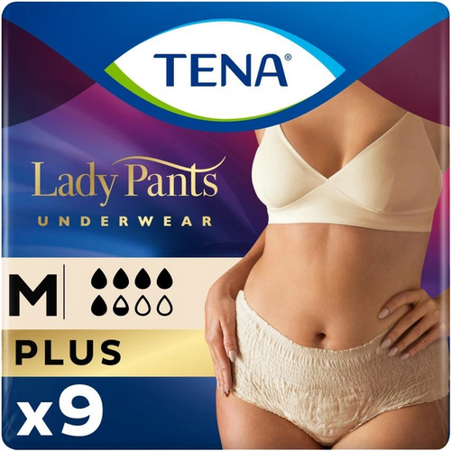 Послеродовые трусики Урологические трусы Tena Lady Pants Plus для женщин Medium, бежевые, 9 шт , Tena