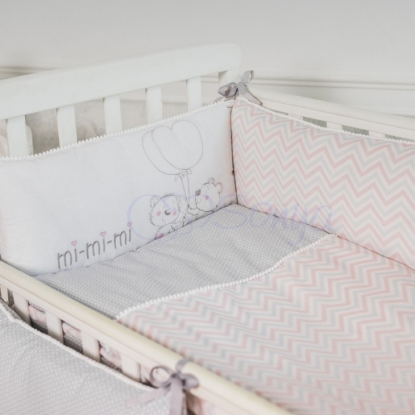 Постелька Сменный комплект постельного белья в кроватку Mi-mi розовый, 3 элемента, Маленькая Соня