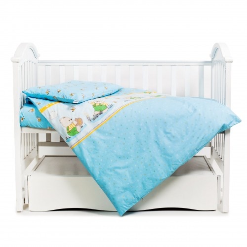 Постелька Сменная постель Comfort, дизайн "Медуни голубые", 3 элемента, голубого цвета, ТМ Twins