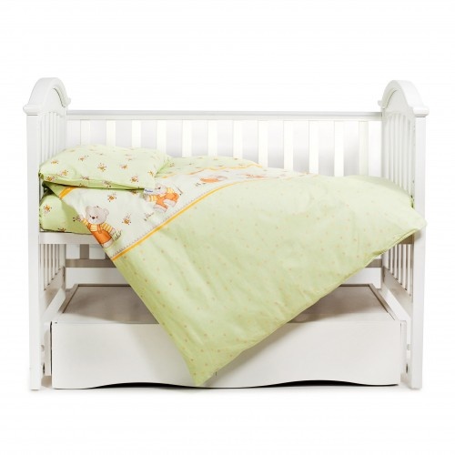 Постелька Сменная постель Comfort, дизайн "Пушистые медвежата", 3 элемента, зеленого цвета, ТМ Twins