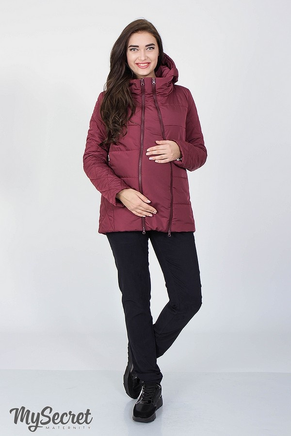 Демисезонная стеганная куртка для беременных EMMA, бордо, Юла Мама