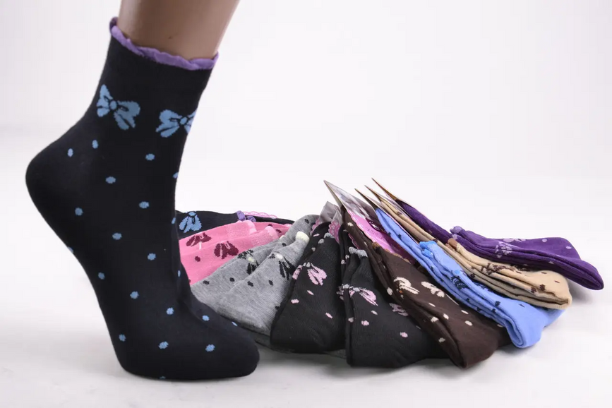 Важливі дрібниці Шкарпетки жіночі медичні бавовняні без гумки Корона Бантик, сірий, Мамуля