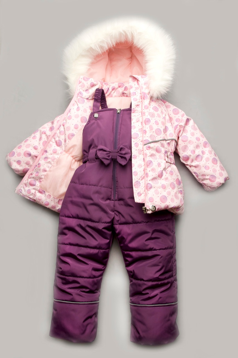 Дитячі зимові комплекти та костюми Зимовий костюм-комбінезон Bubble pink для дівчинки, Модний карапуз