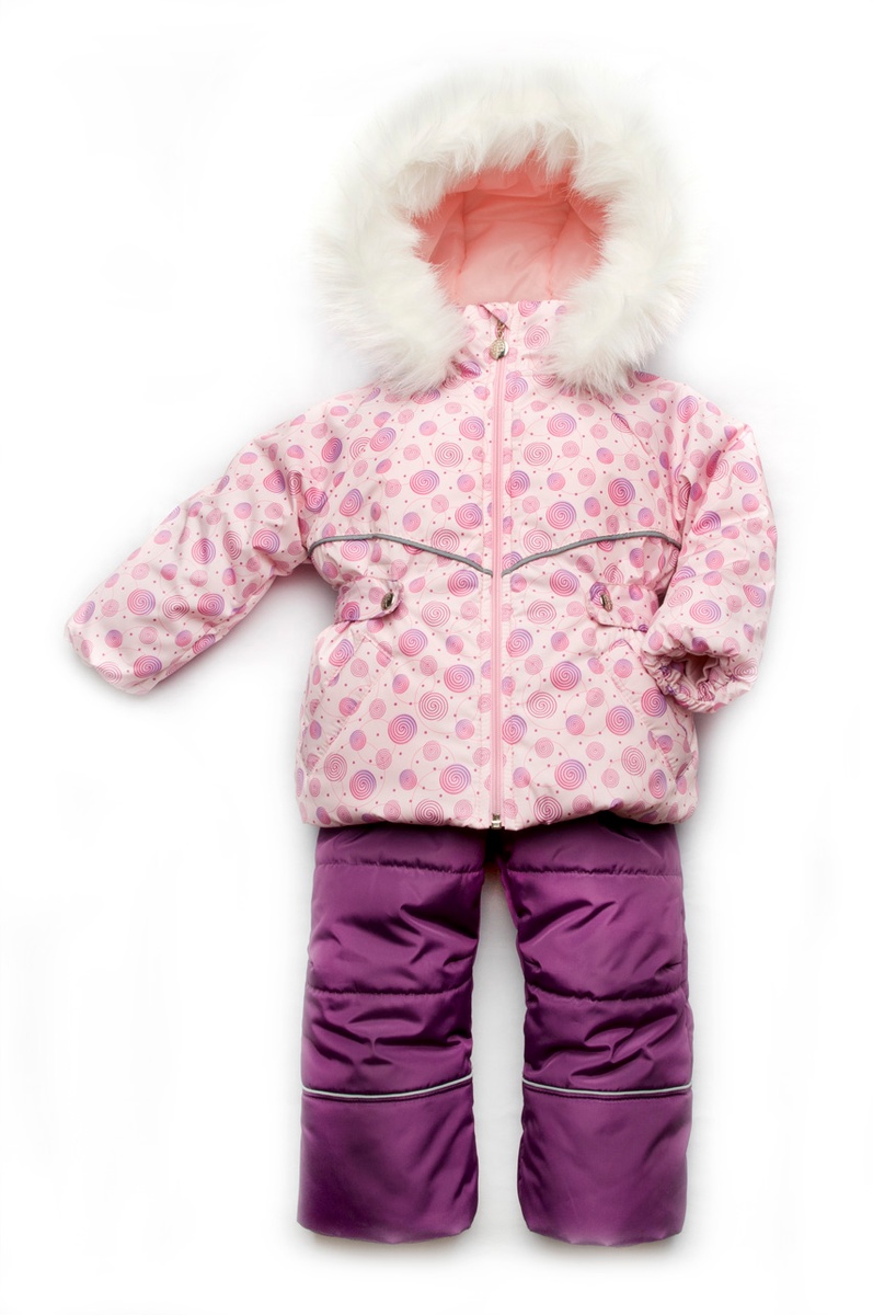 Детские зимние комплекты и костюмы Зимний детский костюм-комбинезон Bubble pink для девочки, Модный карапуз