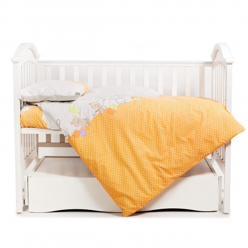 Постелька Сменная постель Comfort 3051-C-021, Горошки, 3 элемента, оранжевая, ТМ Твинс