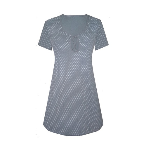 Ночнушки для кормления Ночная рубашка с коротким рукавом для беременных и кормящих мам из органического хлопка Звезды серая, Мамика