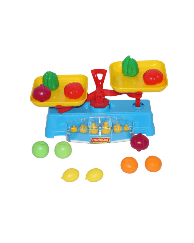 Ролевые игрушки Игровой набор Весы + Набор продуктов 12 элементов в сеточке 53787, Полесье