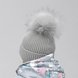 Шапки зимові Шапка зимова з помпоном з вовною мериноса, сірий, ТМ ДоРечі Фото №3