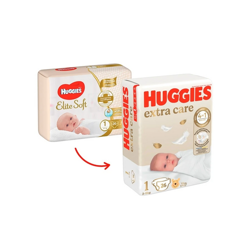 Подгузники Подгузники Huggies Extra care, 2-5 кг, 26 шт, Huggies