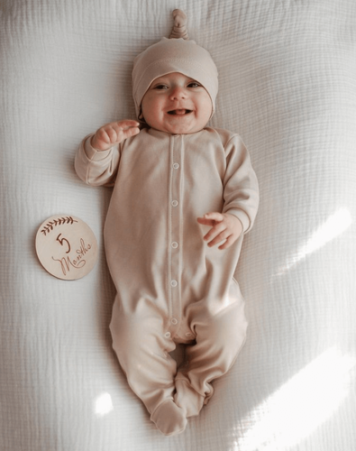 Человечки нательные Комбинезон - слип  для новорожденных на байке, интерлок, светло-бежевый, Little Angel