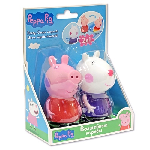 Игрушки для купания Набор игрушек-брызгунчиков Рeppa, меняют цвет в теплой воде, Peppa