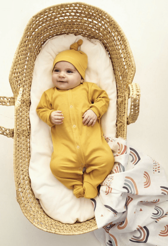 Человечки нательные Комбинезон - слип для новорожденных на байке, интерлок, горчица, Little Angel