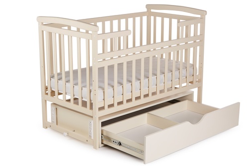 Кроватки Детская кроватка TRANSFORMER с маятником и ящиком ванильная, Дитячий сон