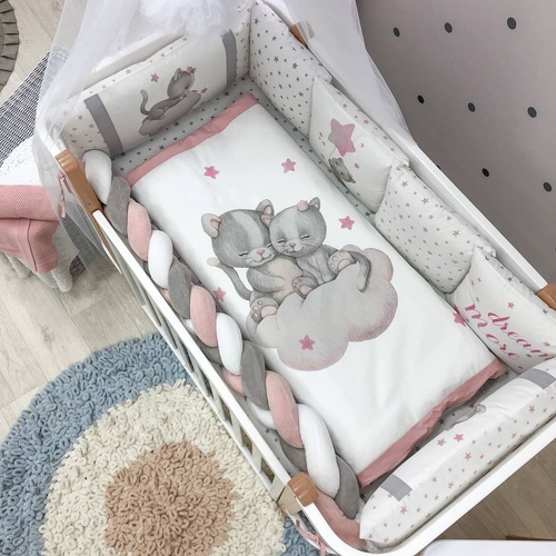 Постелька Комплект постельного белья в стандартную кроватку Малыши котята, 4 элемента, Baby chic