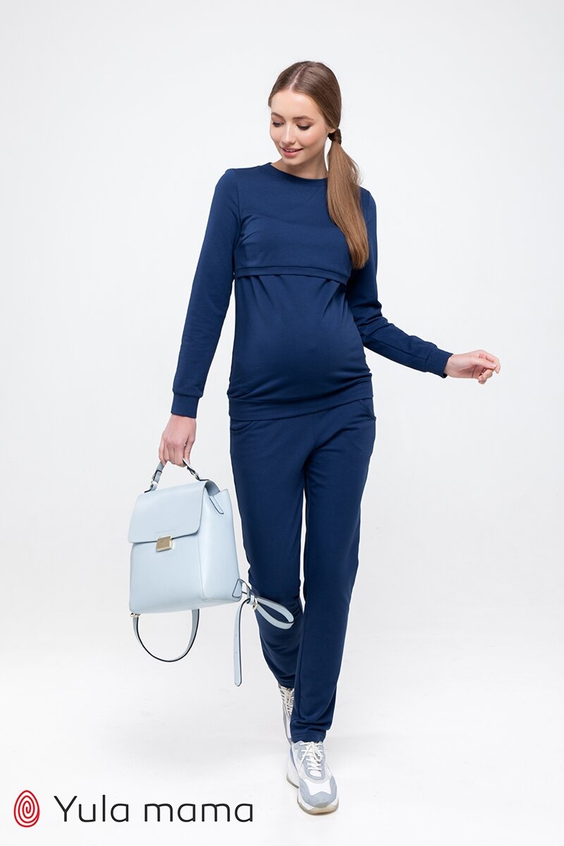 Спортивные костюмы Спортивный костюм для беременных и кормящих, синий, KORTNEY, Юла мама
