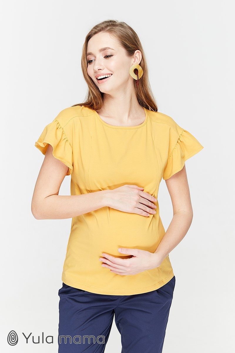 Блузи, сорочки Трикотажная блузка для беременных и кормящих ROWENA, горчичный, ТМ Юла мама