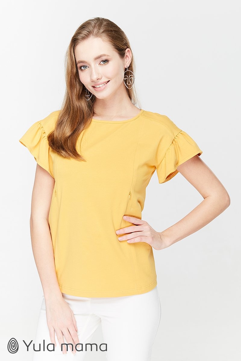 Блузи, сорочки Трикотажная блузка для беременных и кормящих ROWENA, горчичный, ТМ Юла мама