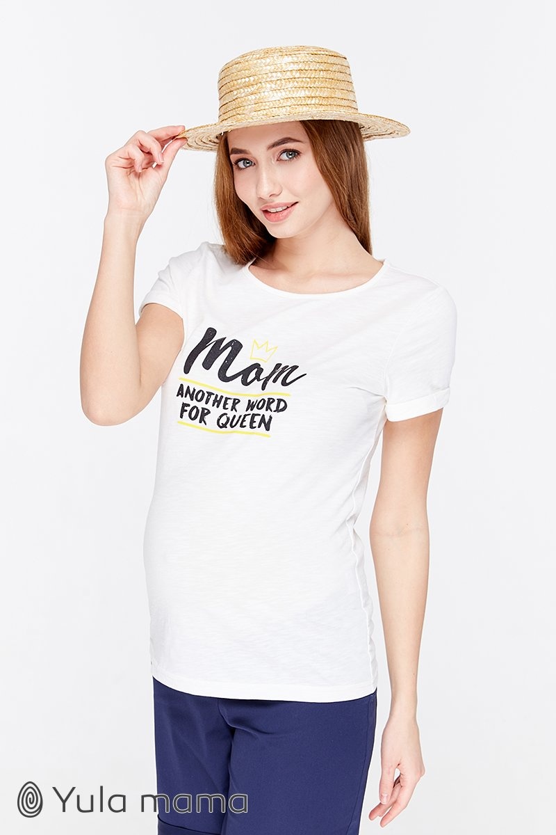 Трикотажная футболка для беременных LILLIT MOM, молочный, Юла мама