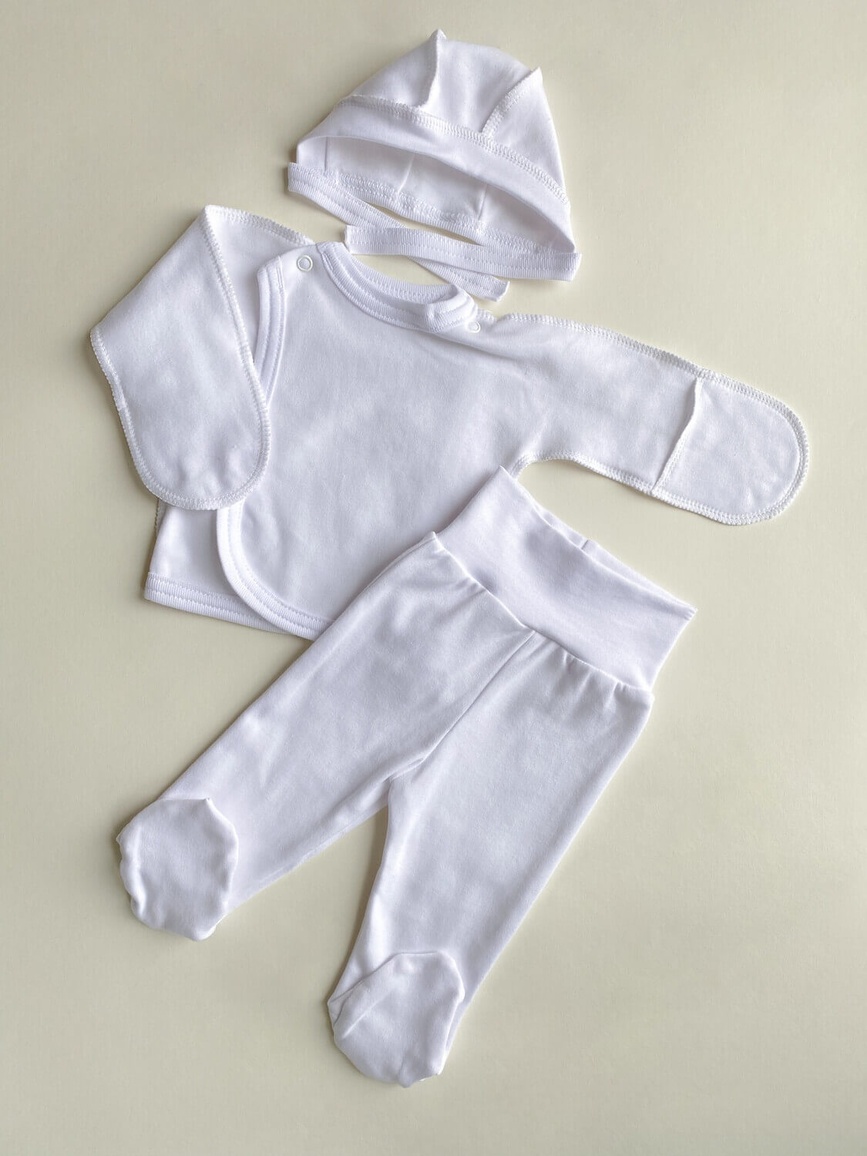 Комплекти Набір для новонароджених Для малюка (повзунки, чепчик, льоля), інтерлок, білий, Little Angel