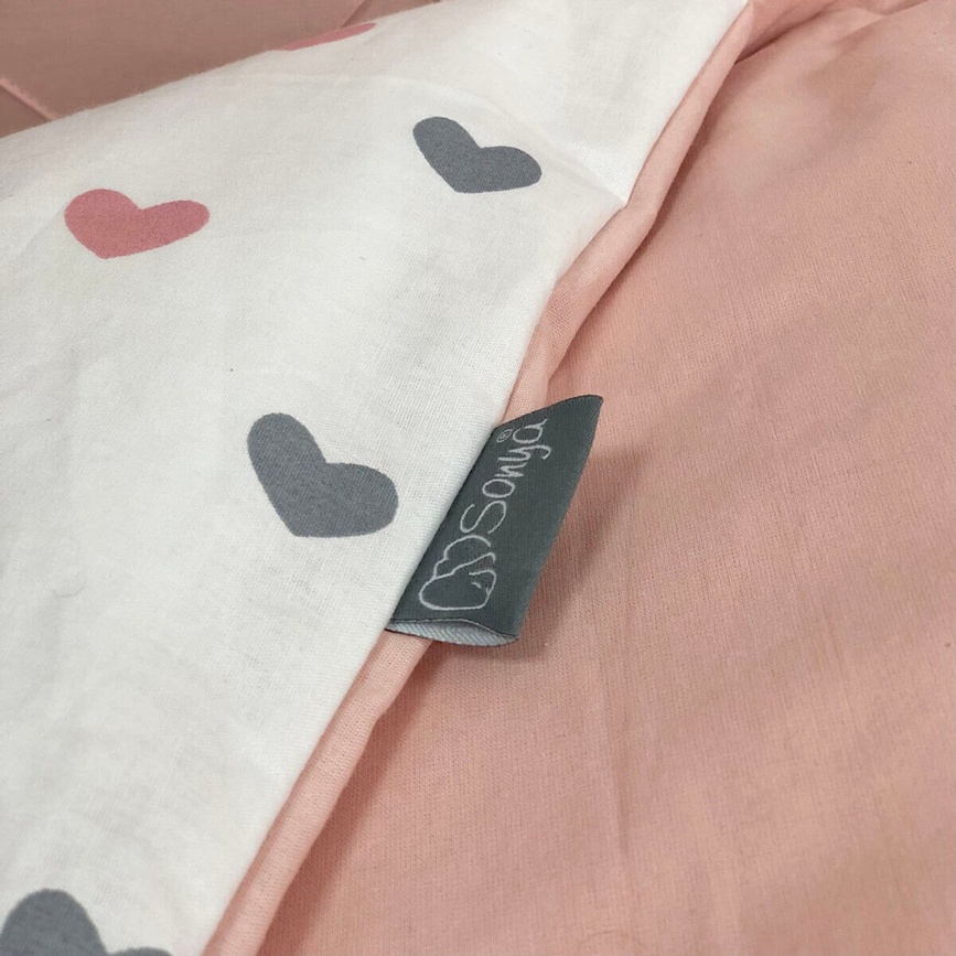 Постелька Комплект постельного белья в кроватку Happy night Сердца, 6 элементов, пудровый, Маленькая Соня