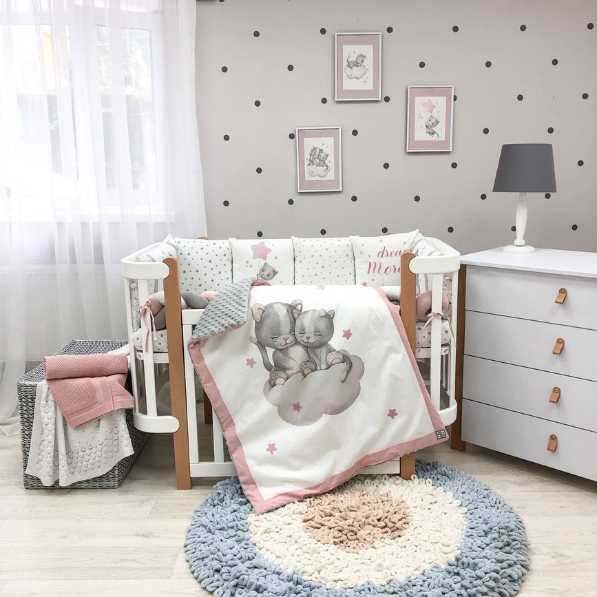 Постелька Комплект постельного белья, дизайн "Котята", розового цвета, ТМ Baby Chic