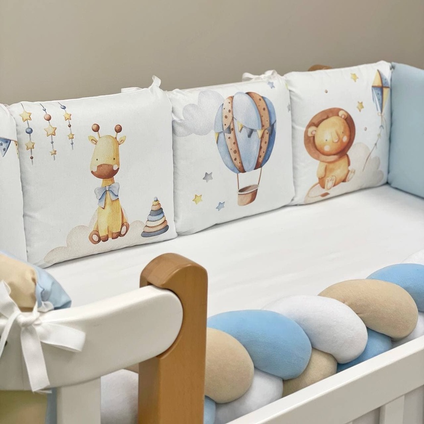 Постільна білизна Комплект постільної білизни в ліжечко Art Design Цирк + бортик коса, 6 елементів, Маленька Соня