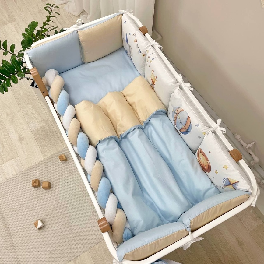 Постільна білизна Комплект постільної білизни в ліжечко Art Design Цирк + бортик коса, 6 елементів, Маленька Соня