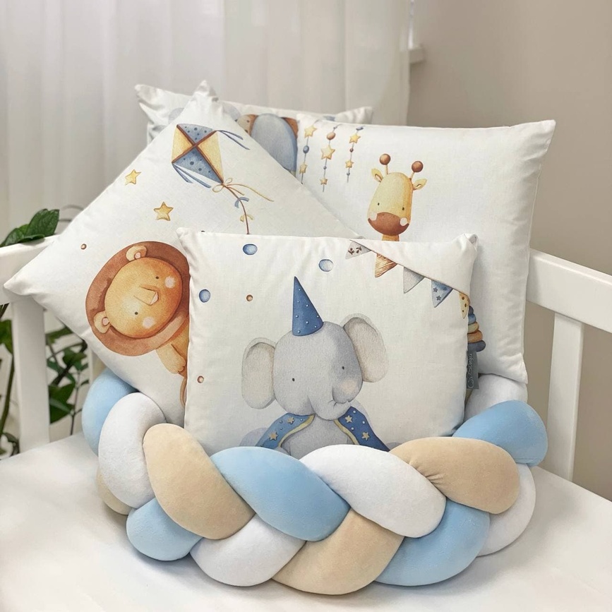 Постелька Комплект постельного белья в кроватку Art Design Цирк + бортик коса, 6 элементов, Маленькая Соня