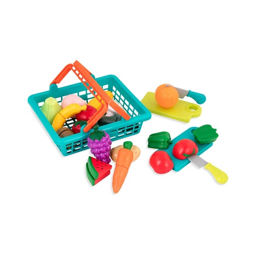 Куклы, пупсы, посудка Игровой набор для двоих Овощи Фрукты на липучках, ТМ Battat