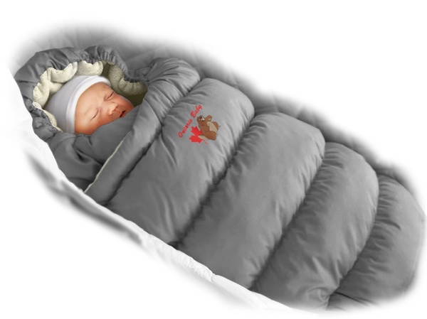 Конверт для новорожденных зимний Inflated, подкладка-овчина, серый, ТМ Ontario Linen