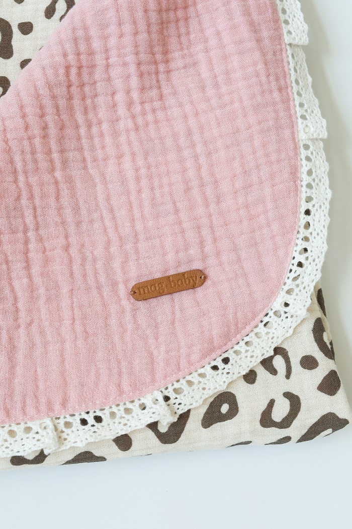 Одеяла и пледы Муслиновый плед Lint Leo, розово-леопардовый MagBaby